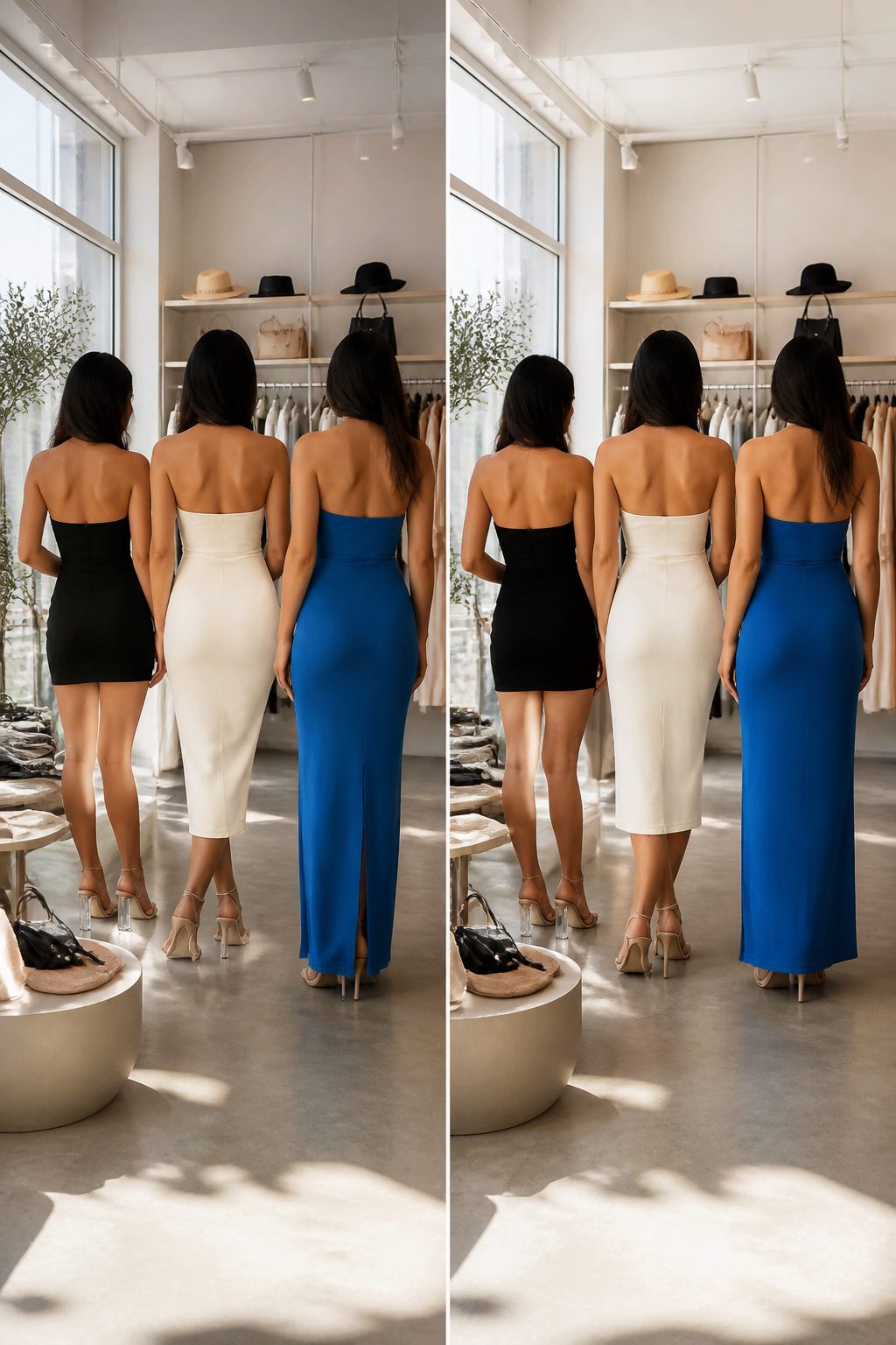 Mini bodycon dress displayed to highlight its fit and style.