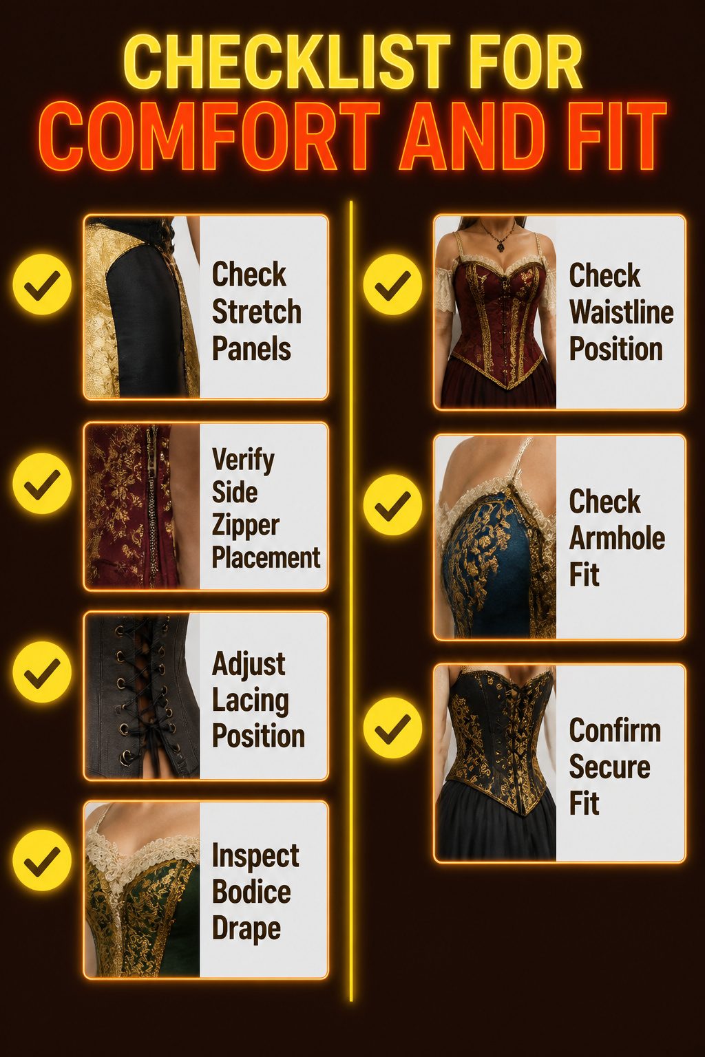 Graphic with tips for comfort and fit in plus-size costumes.