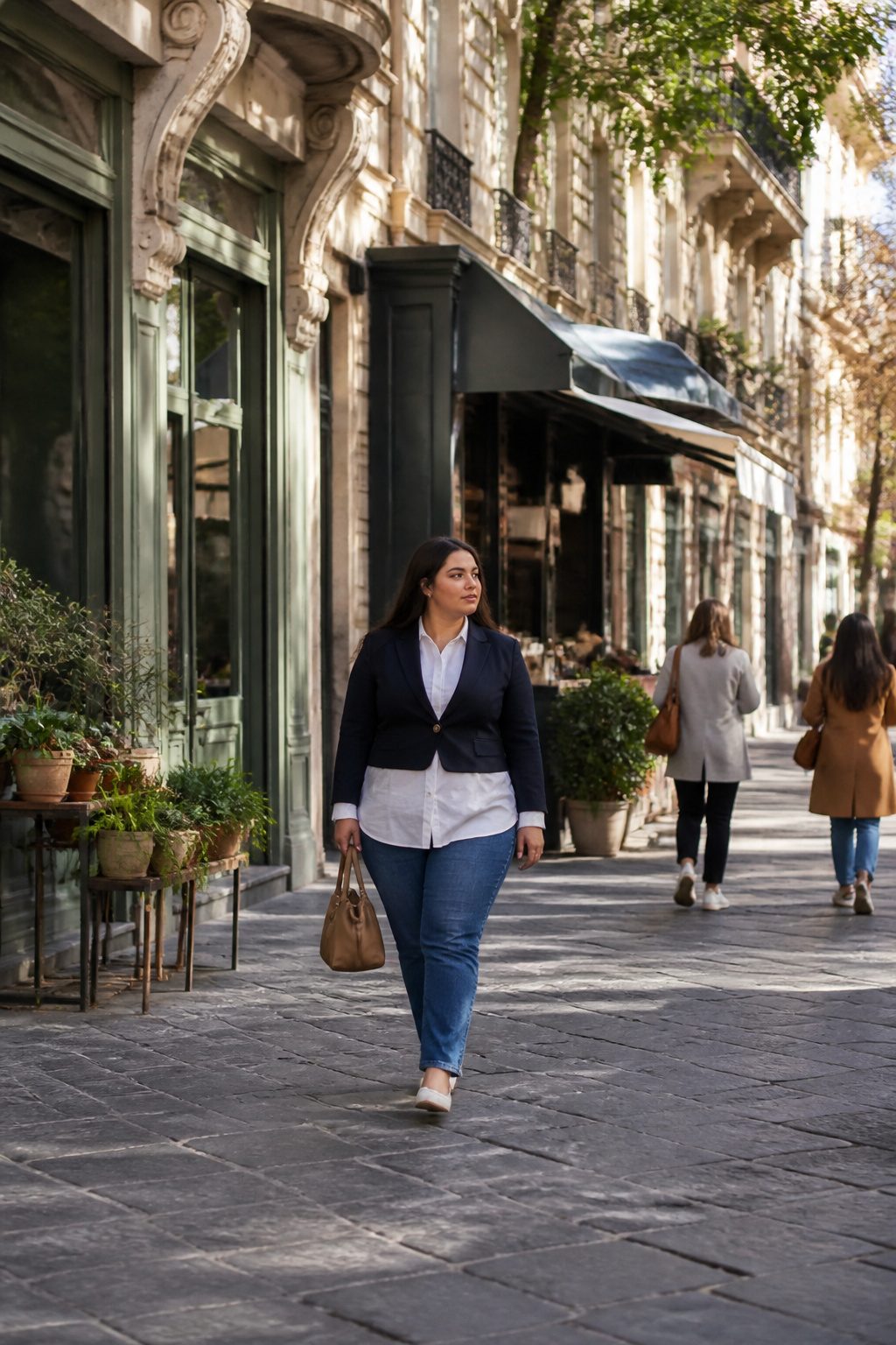 Plus Size Outfit Ideas for Women: Dresses, Tops, Bottoms & More 5 A model wearing a cropped blazer that fits at the natural waist.