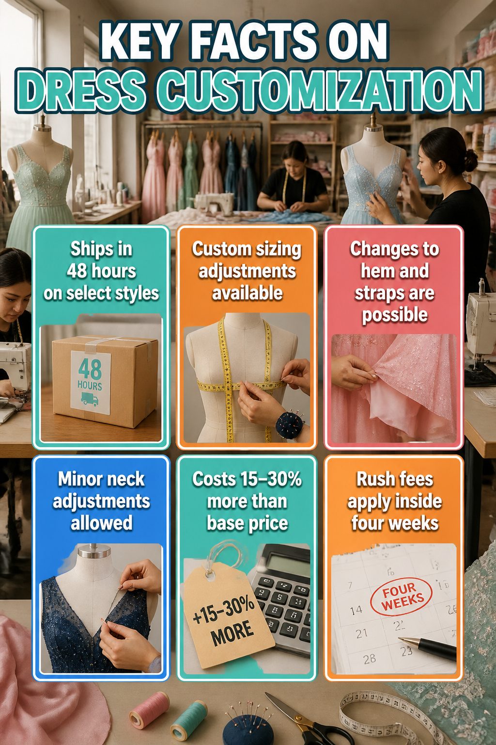 An image titled 'Key Facts on Dress Customization'.