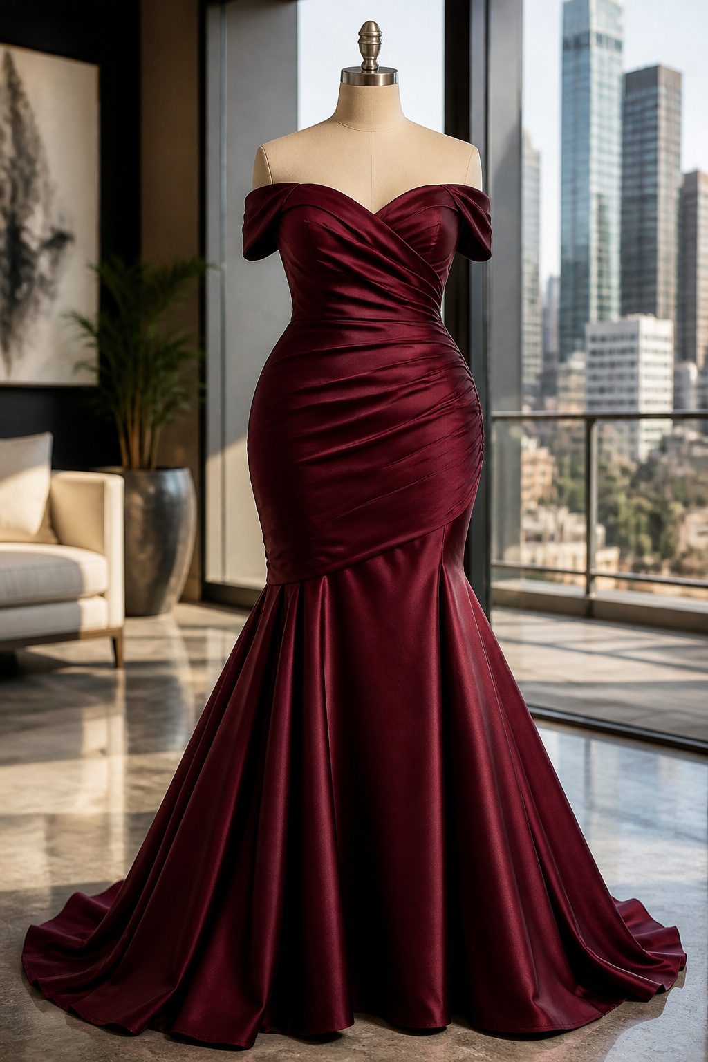 A fitted mermaid dress that flares at or below the knee.