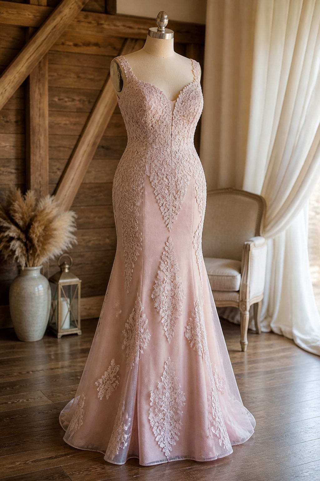 A trumpet gown that flares from mid-thigh.