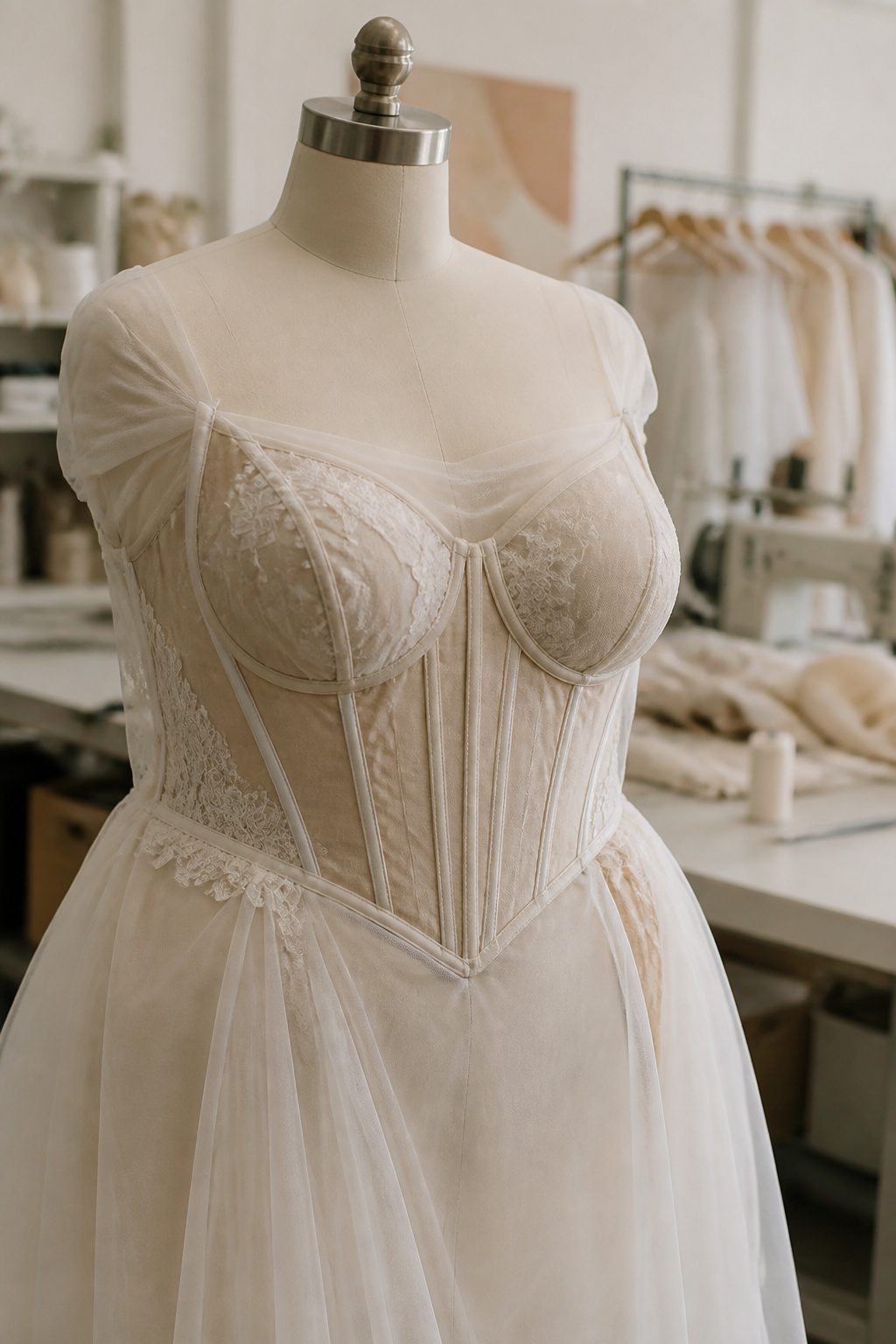 Plus Size Wedding Dress Styles: A-Line to Mermaid 10 Close-up of internal construction details in a plus-size wedding dress.