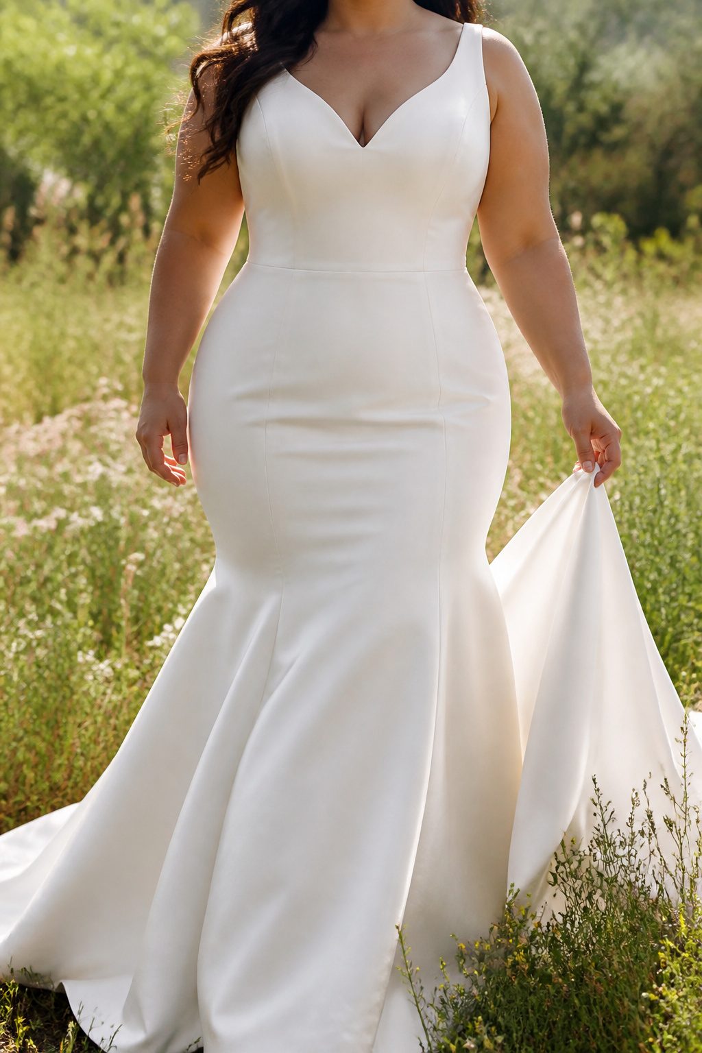 Plus Size Wedding Dress Styles: A-Line to Mermaid 3 A plus-size fit and flare wedding dress with a fitted bodice.