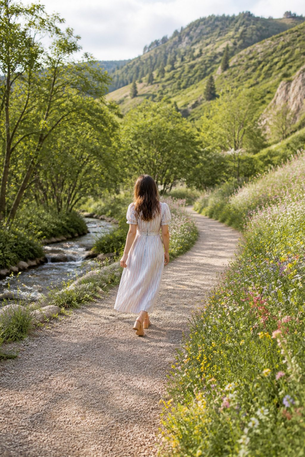 Spring Dresses: 10 Styles to Wear in 2026 8 A model in a midi dress with a hem just above the ankle.