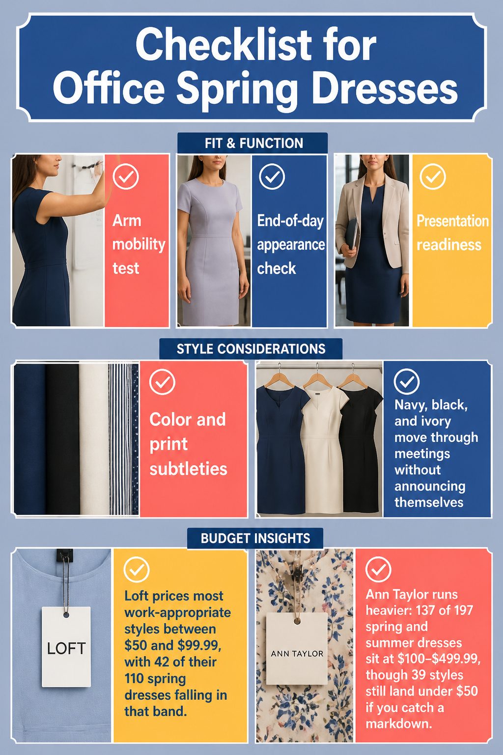Spring Dresses: 10 Styles to Wear in 2026 13 An informational checklist for selecting office-appropriate spring dresses.