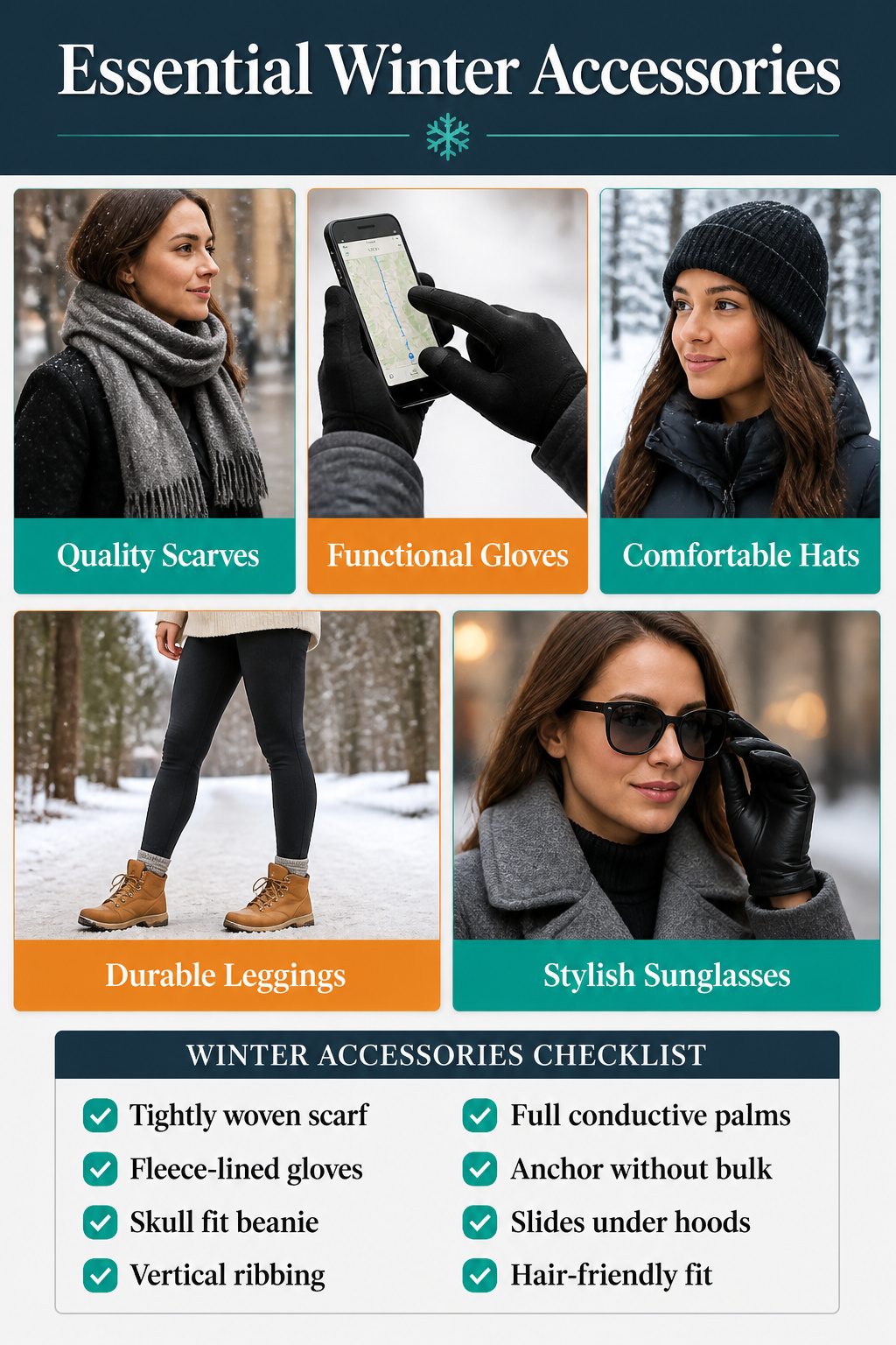 27 Winter Outfit Ideas for Women: 2026 Style Guide 30 Essential winter accessories image with various items.