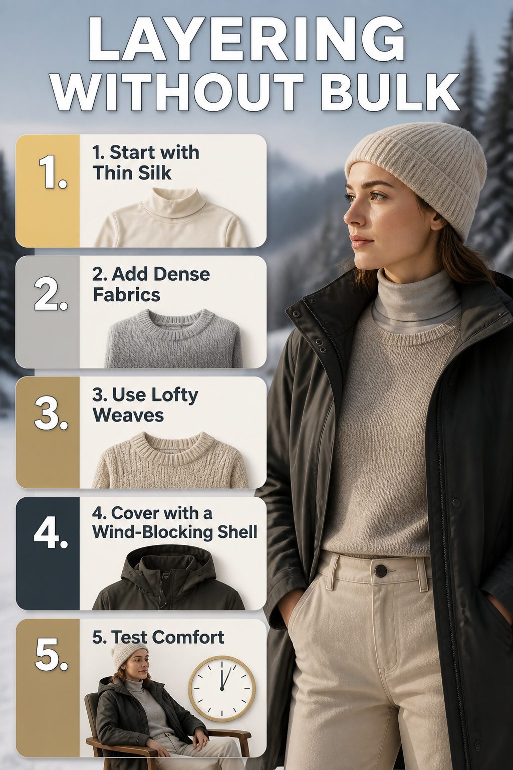 27 Winter Outfit Ideas for Women: 2026 Style Guide 28 Information image on layering clothing without adding bulk.